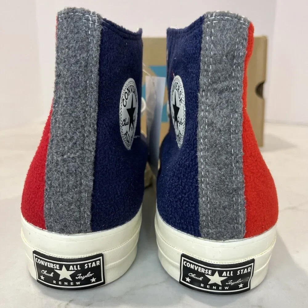 Converse NEW Chuck 70 Hi Red‎ Navy Black Fluff Fleece Shoes Sneakers M9.5 W11.5 - Picture 11 of 16
